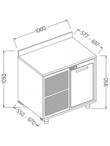 Meuble arrière neutre, avec dosseret