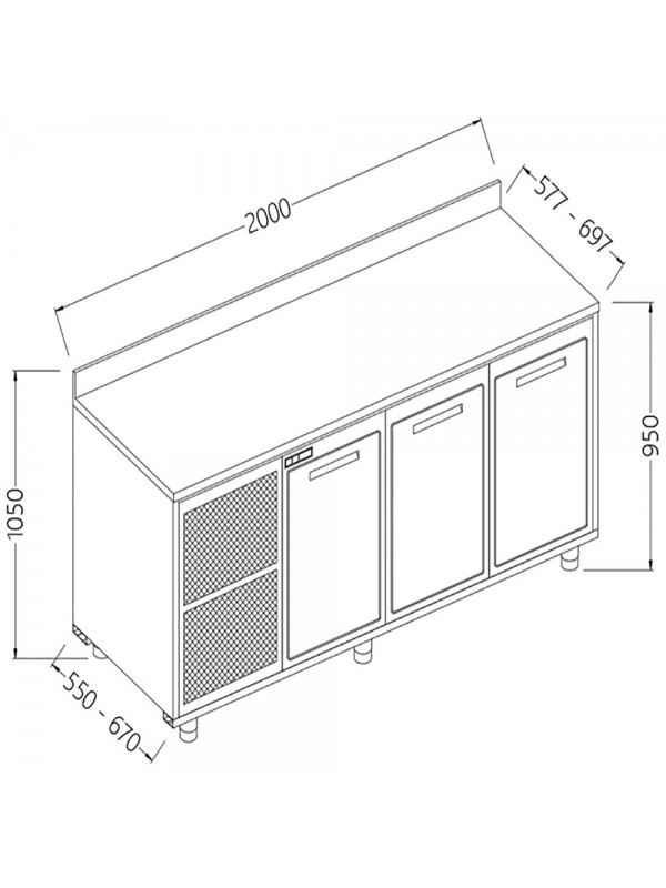 Meuble arrière neutre, avec dosseret