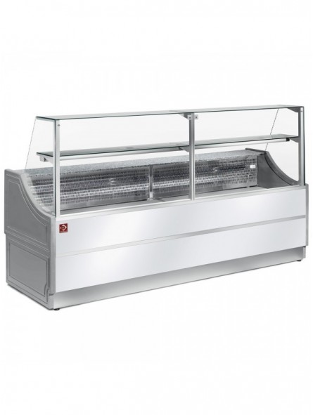 Refrigerated display counter straight panel 90°, without storage space