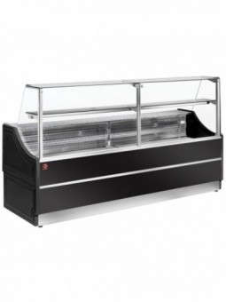 Refrigerated glass display staight panel 90°, with storeroom