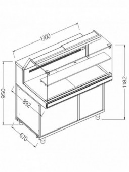 Display counter neutral x bakery EN & GN, low glass