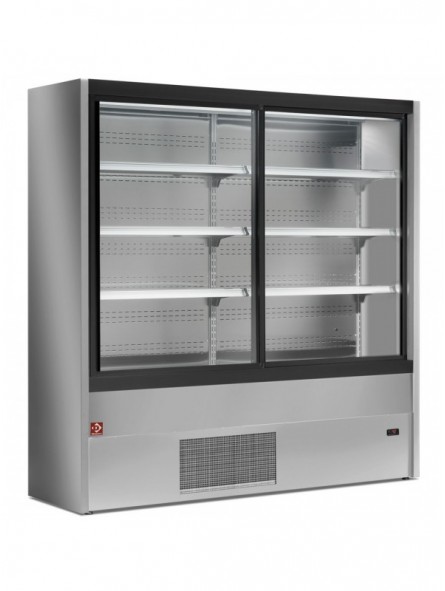 Ventilated refrigerated wall unit with glass sliding doors - GREY