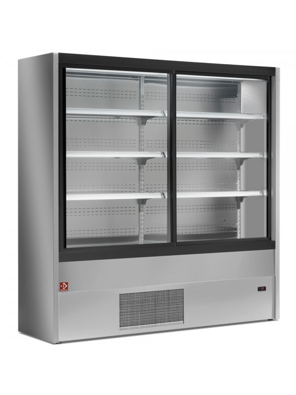 Ventilated refrigerated wall unit with glass sliding doors - GREY/WHITE