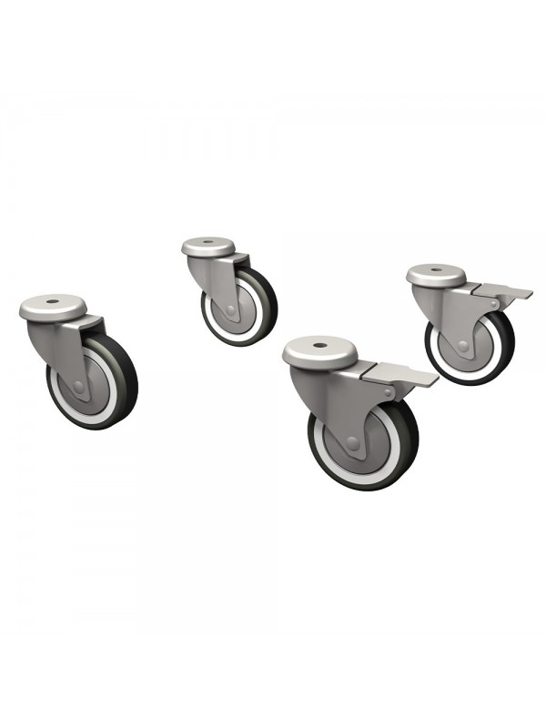 Kit 4 "galvanized" swivel castors, 2 with brakes
