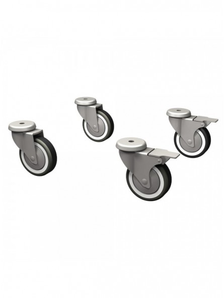 Kit 4 "galvanized" swivel castors, 2 with brakes