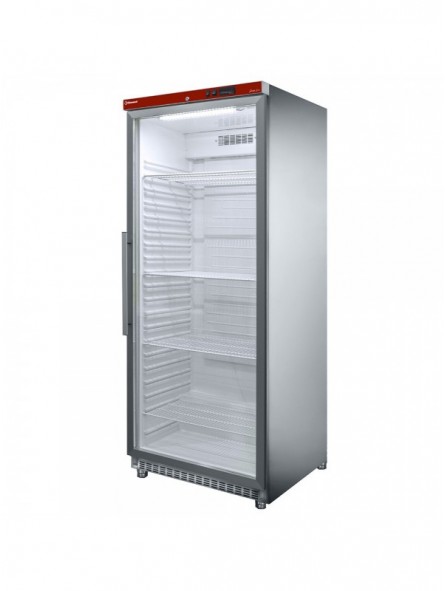 Ventilated refrigerator GN 2/1, glass door, 600 liters. stainless steel