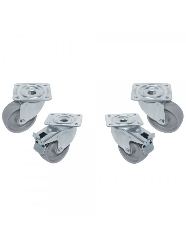 Kit 4 swiveling castors cupboards, 2 with brakes