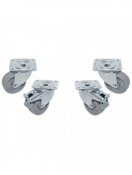 Kit 4 swiveling castors cupboards, 2 with brakes