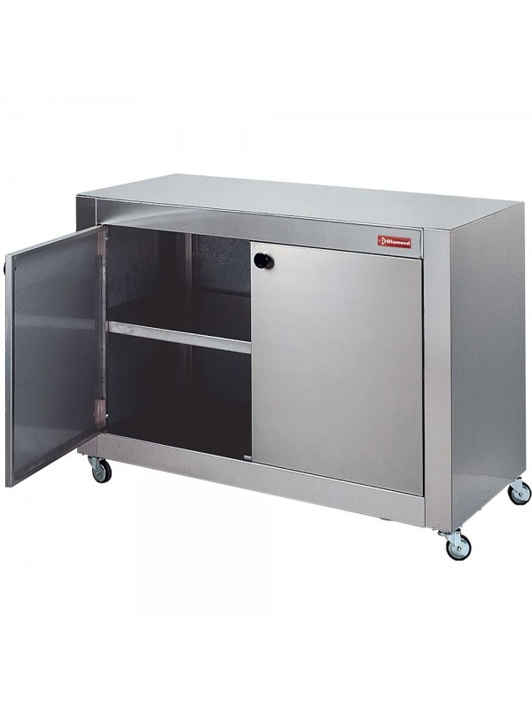 Cupboard in stainless steel, with wheels