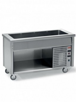 Element with refrigerated deep tank on open cupboard