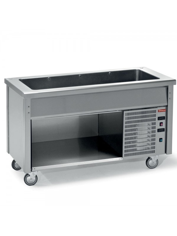 Element with refrigerated deep tank on open cupboard