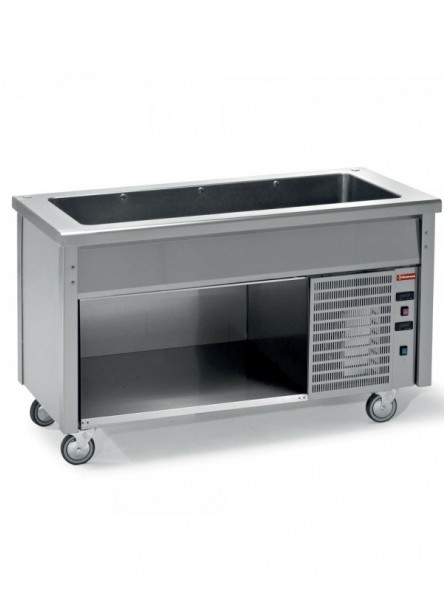 Element with refrigerated deep tank on open cupboard