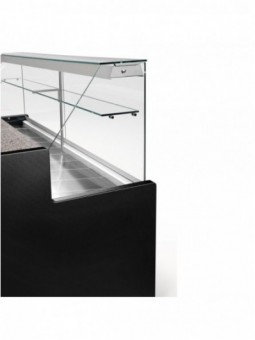 Refrigerated display counter with straight glass panel 90°, with  reserve - BLACK