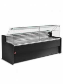 Refrigerated display counter with straight glass panel 90°, with  reserve - BLACK