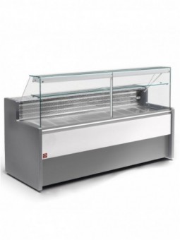 Refrigerated display counter with straight glass panel 90°, with reserve - GREY/WHITE