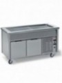 Element with refrigerated top on open cupboard + wheels