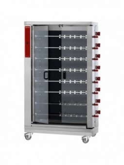 Vitroceramic chicken roaster, 8 spits (48 chickens)