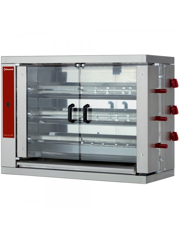 Gas chicken roaster, 3 spits (18 chicken)