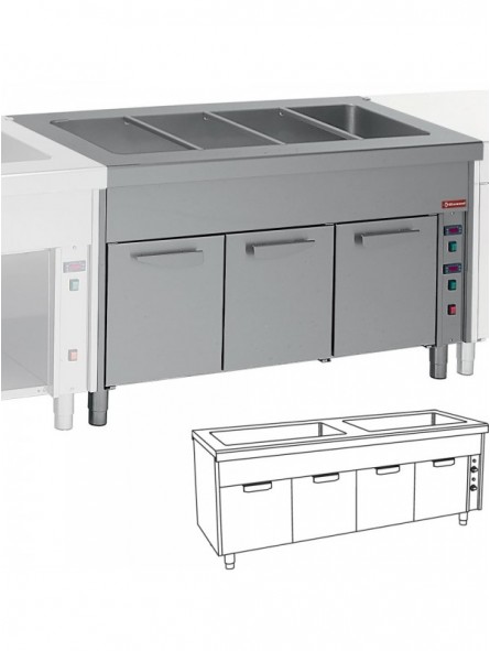 Bain Marie on hot cupboard 2x 3 GN 1/1