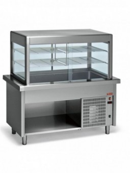 Elément top et vitrine réfrigerée sur meuble ouvert 6x GN 1/1