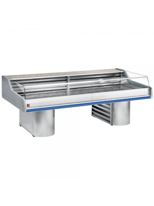 Gekoelde vitrine toonbank met ruit " Self-Service ", op sokkels