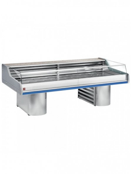 Gekoelde vitrine toonbank met ruit " Self-Service ", op sokkels