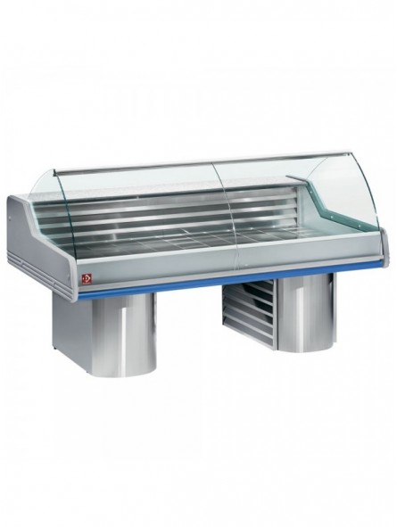 Refrigerated counter with curved glass, on bases