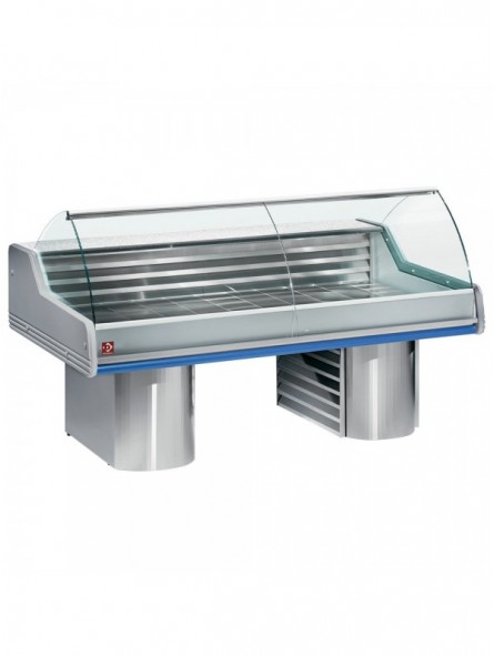 Refrigerated display counters with curved glass, on bases