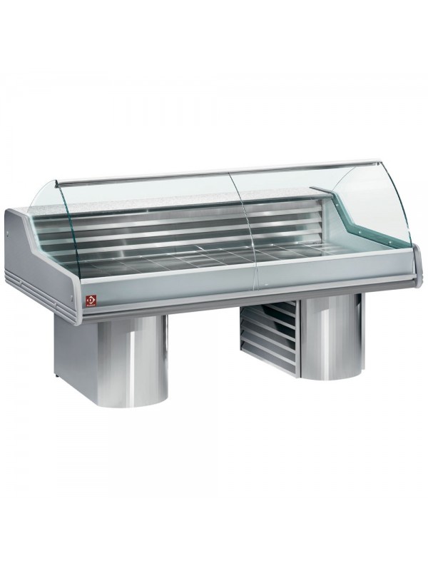 Refrigerated display counters with curved glass, on bases