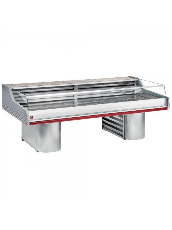 Gekoelde vitrine toonbank met ruit " Self-Service ", op sokkels