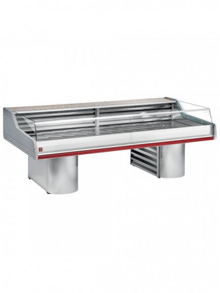 Gekoelde vitrine toonbank met ruit " Self-Service ", op sokkels