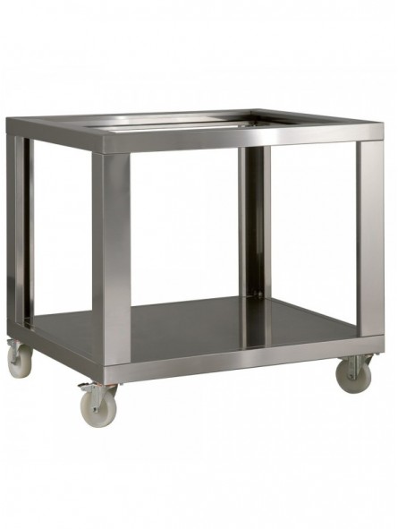 Imitation stainless steel support for 2xGL6/33, with wheels, 2 with brakes