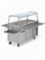 Support for curved shelf for isle element