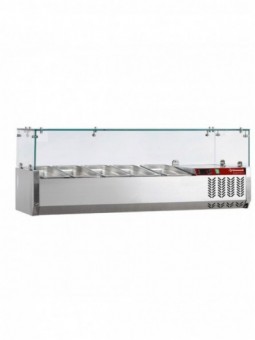 Gekoelde opzetstructuur 5x GN 1/4 - 150 mm, met glasopbouw