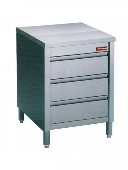 Working table on cupboard with 3 drawers