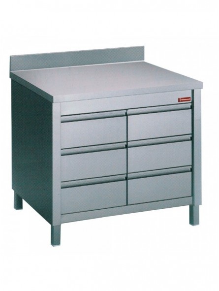 Table sur armoire avec 6 tiroirs