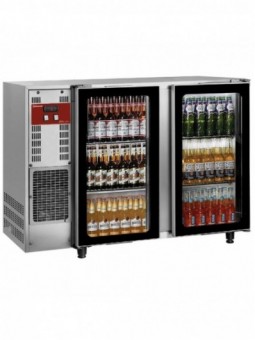 Flessenkoeler, roestvrij staal, 2 glazen deuren, 375 liters