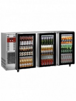Flessenkoeler, roestvrij staal, 3 glazen deuren, 579 liter