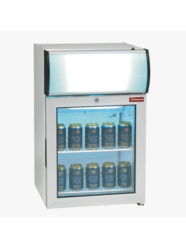 Vitrine tafelmodel positieve T°, 60 liter, met lichtbak