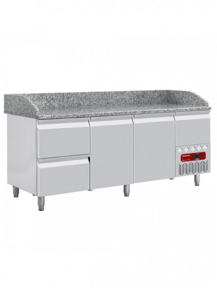 Refrigerated tables 2 doors 600x400, 2 neutral drawers (8x trays 600x400) + utensils drawer