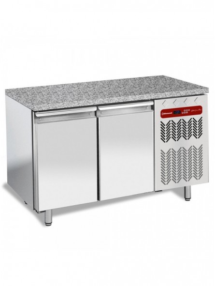 Table frigorifique, ventilée, 2 portes EN 600x400 - Top en granit