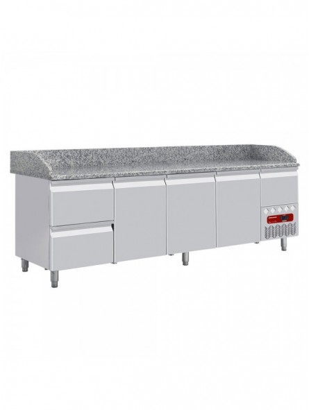 Refrigerated tables 3 doors 600x400, 2 neutral drawers (8x trays 600x400) + utensils drawer