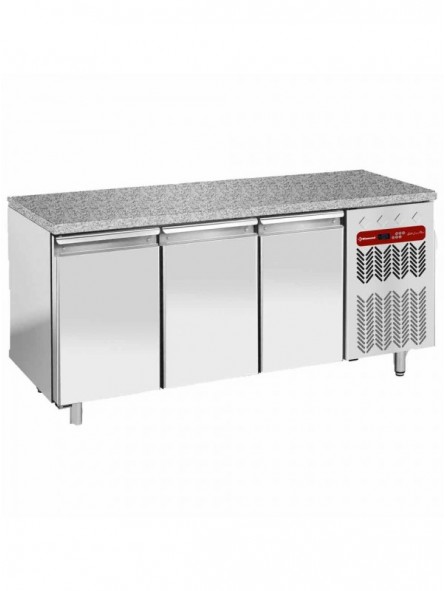 Freezing table, ventilated, 3 doors EN 600x400 - Granite top