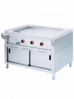 Plaque "Teppanyaki" gaz, 3 zones (3x 7 kW), sur armoire