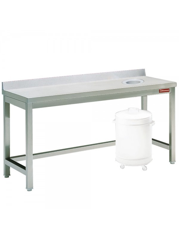 Sorting table with opening for waste