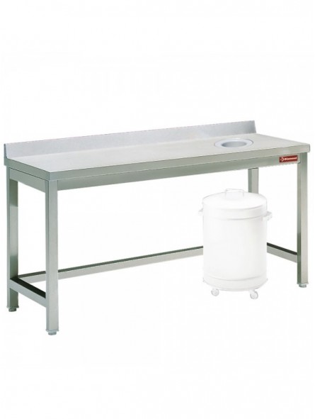 Sorting table with opening for waste