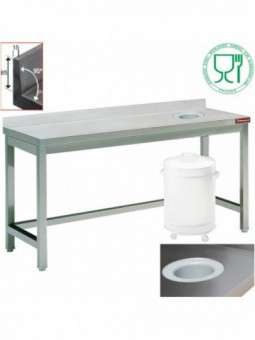 Sorting table with opening for waste + bord