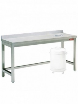 Sorting table with opening for waste