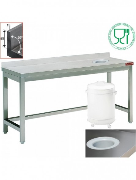 Sorting table with opening for waste + bord