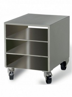 Support in stainless steel for vacuum machine, on wheels, removable